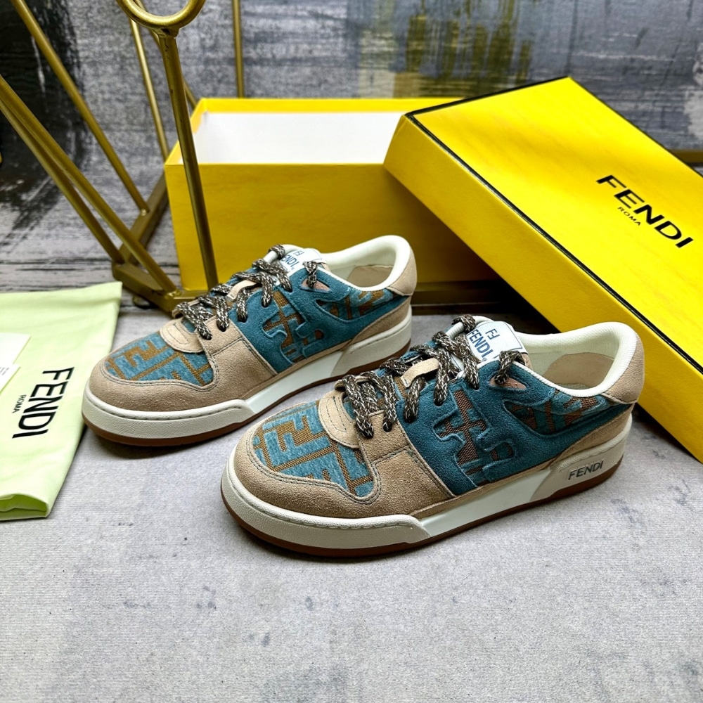 Fendi Match Sneakers Beige And Blue