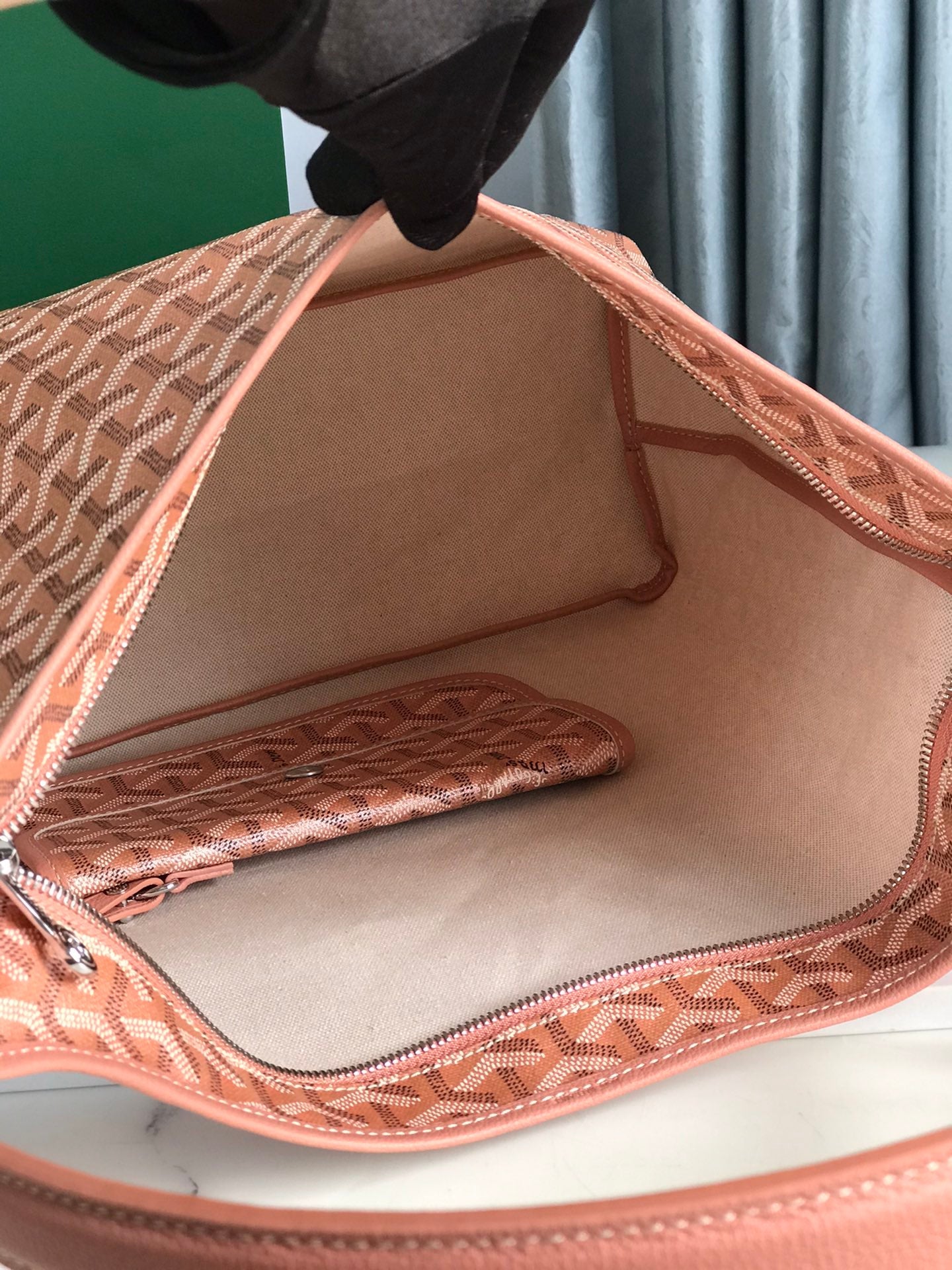 Goyard Bohème Hobo Bag 42Cm Pink Canvas Chevroches Calfskin
