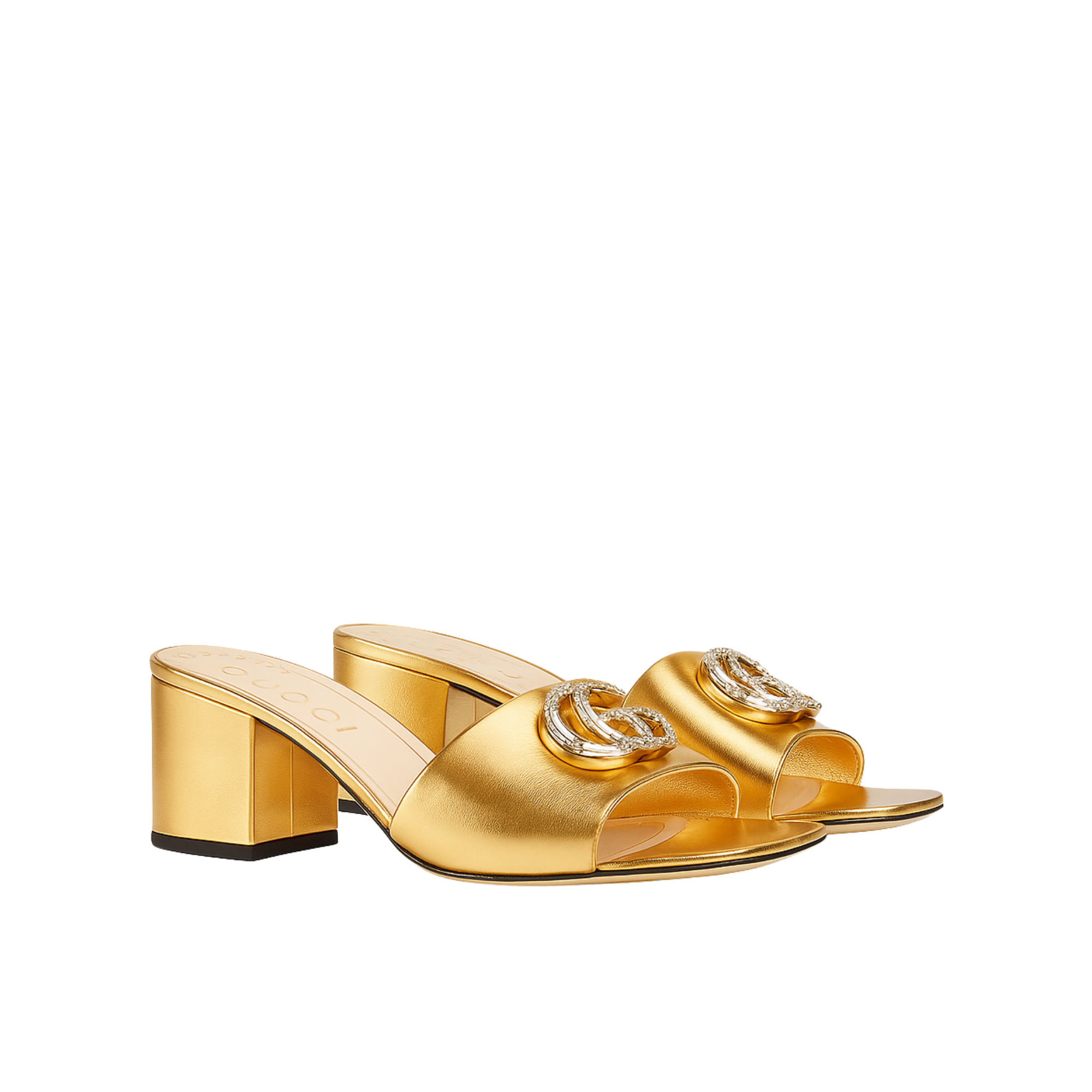 Gucci Nojum Women’S Slide Sandal Metallic Gold ?817257 B8B00 8024