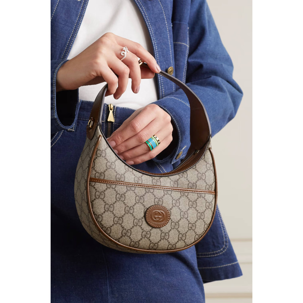 Gucci Half-Moon-Shaped Mini Bag with Interlocking G Brown