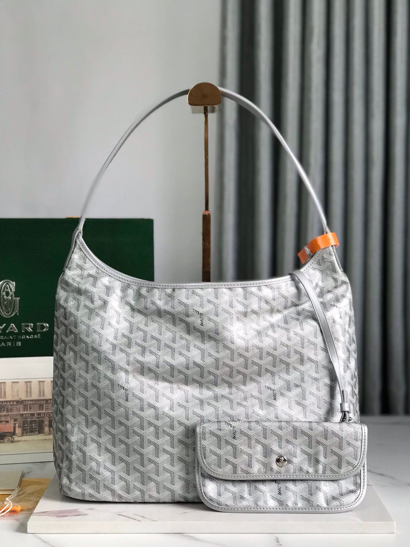 Goyard Hobo Boheme 42Cm Light Grey Canvas