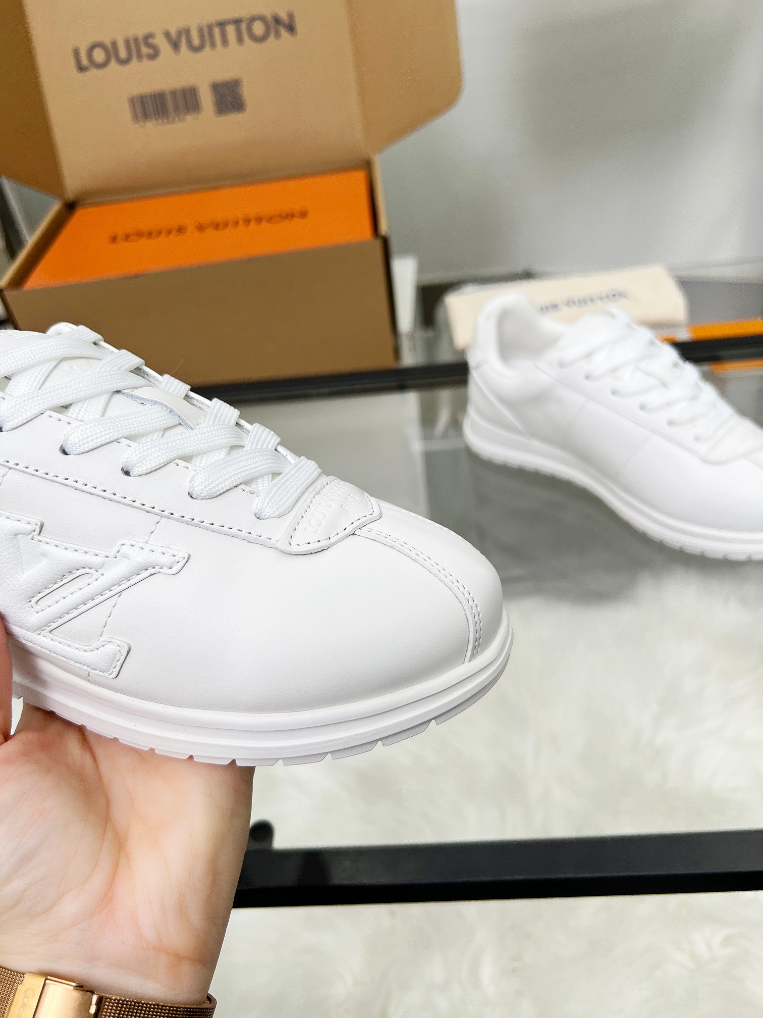 Louis Vuitton LV Trainer Triple White Sneakers – Clean All White Leather – Women’s Shoes
