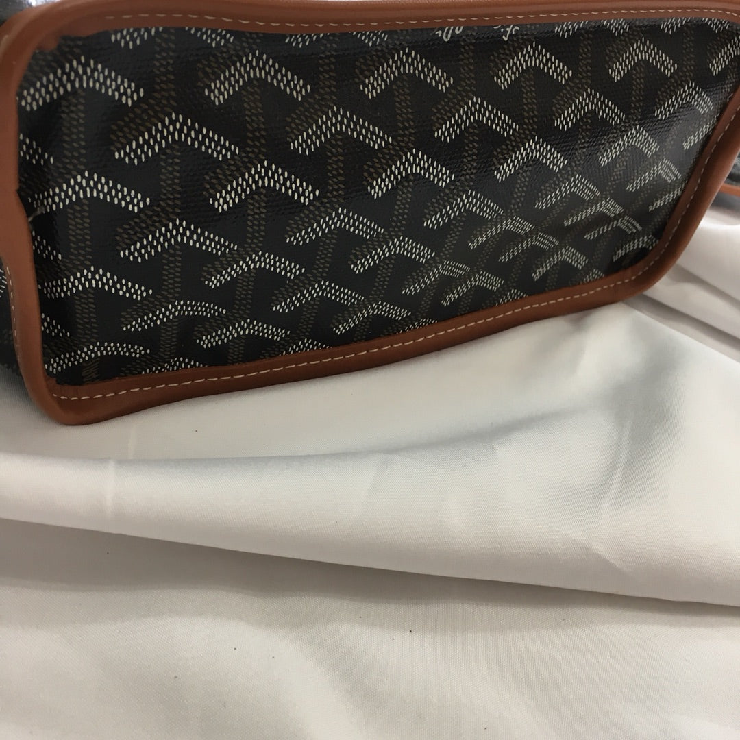 Goyard Anjou Mini Bag 20cm Black And Tan Canvas