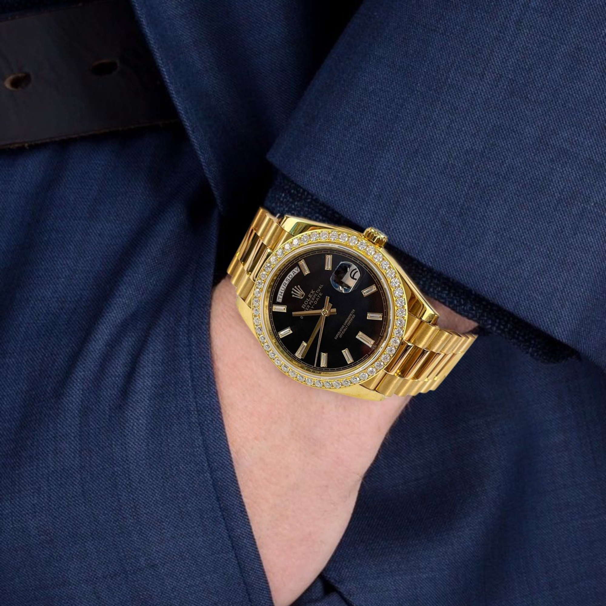 Rolex Day-Date 40 mm Bright black Dial 228348RBR
