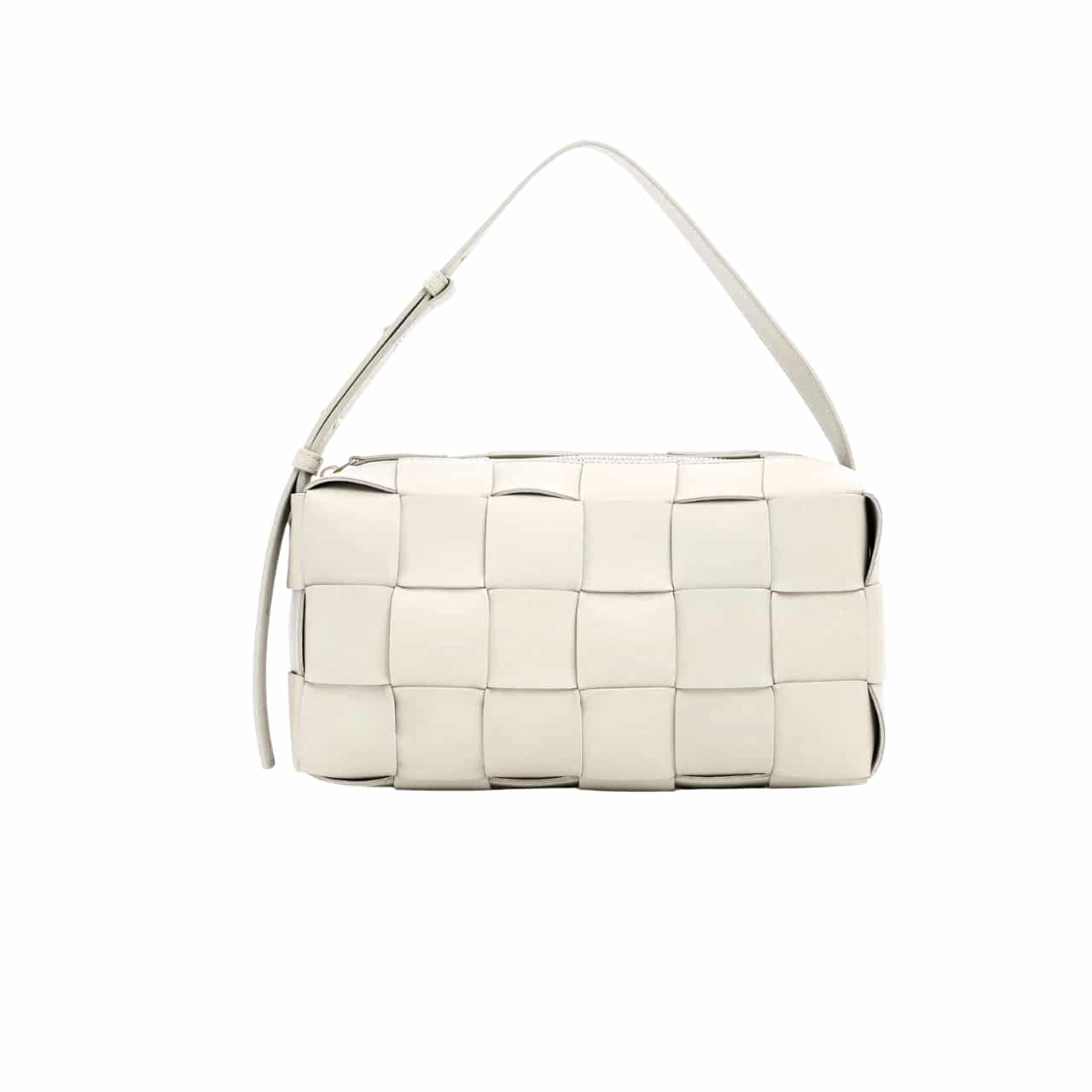 Bottega Veneta Brick Leather Bag White 28Cm