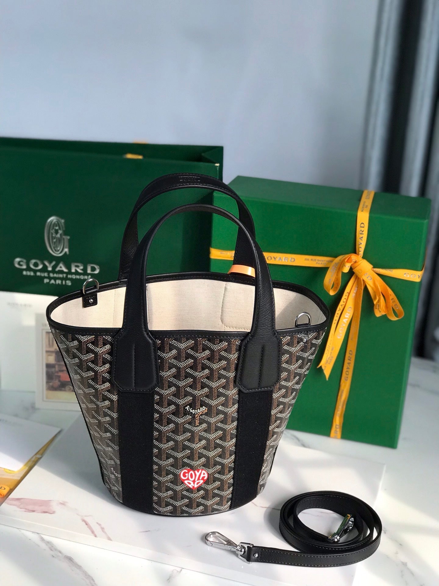 Goyard Small Belharra 24 Cm Black Goyardine Canvas And Lambskin