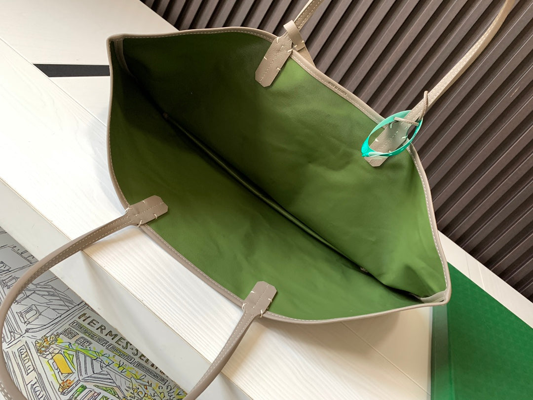 Goyard St Louis Pm 48Cm Greige And Green Tote Bag