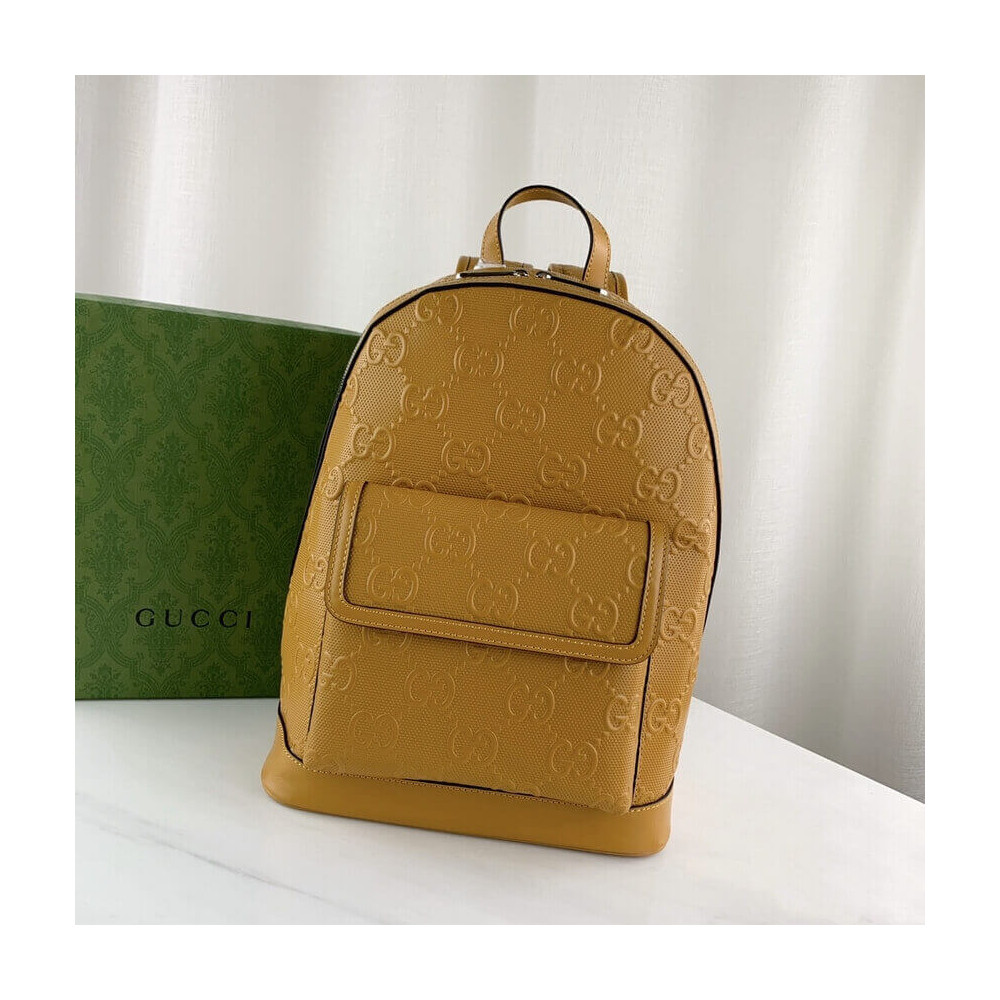 Gucci GG Embossed Backpack in Yellow Leather