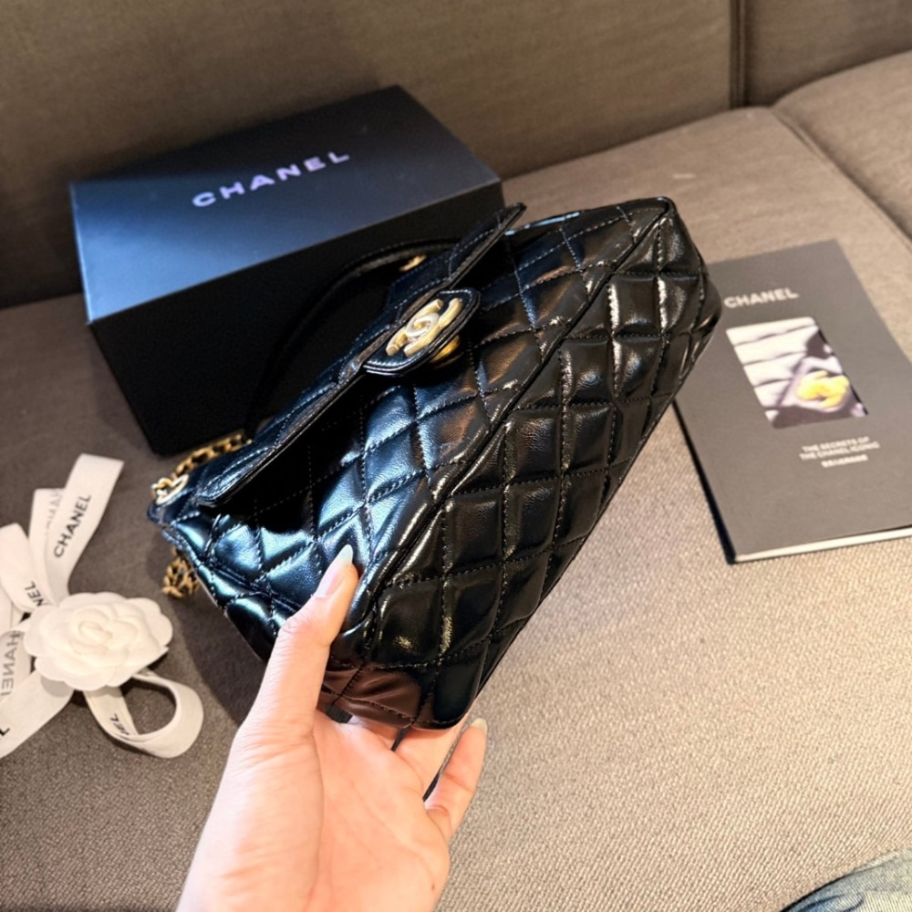Chanel Small Hobo Bag Gold Black 20cm AS3710 B09746 94305