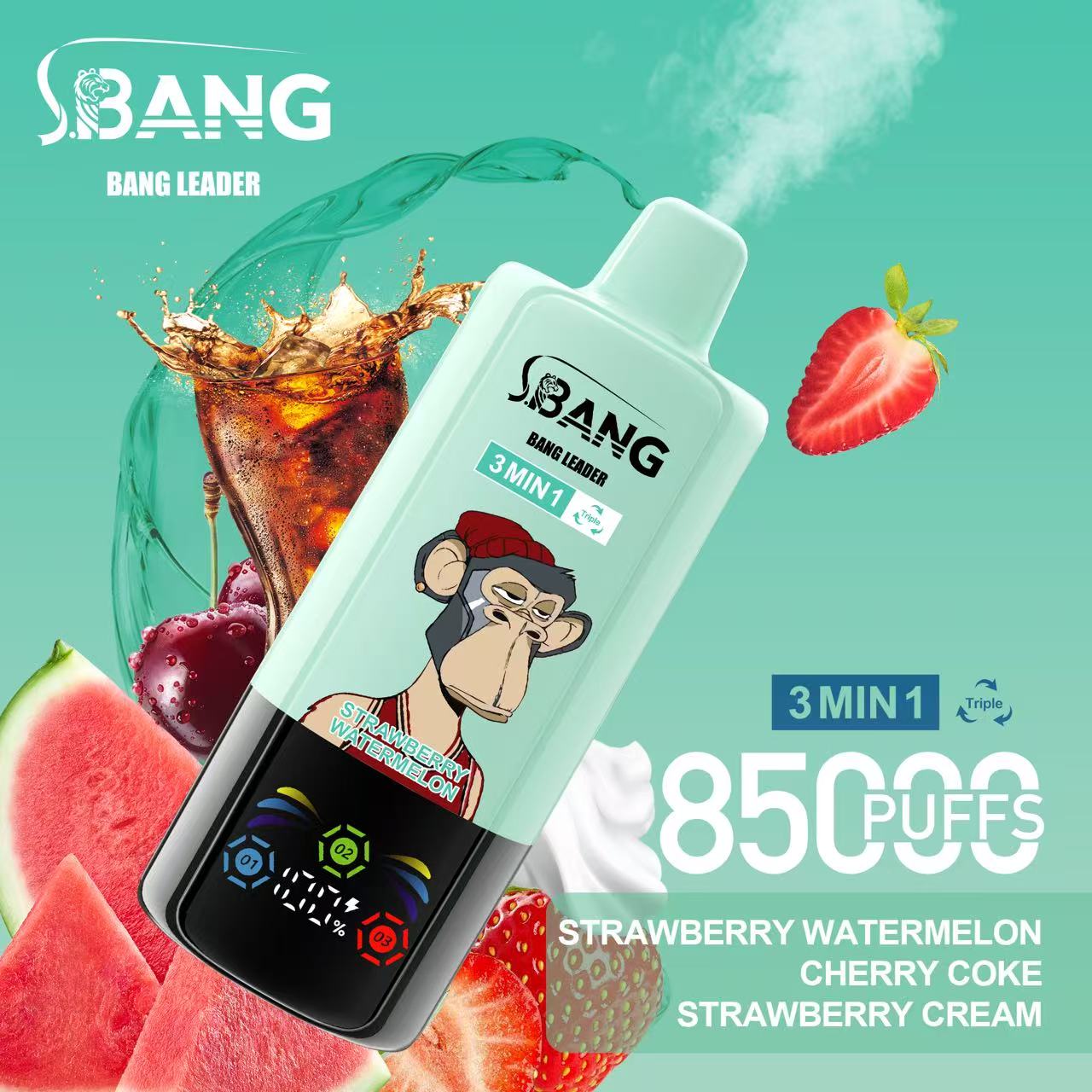 Bang Leader 85K Puffs 3-in-1 Prefilled Vape | 3 Adjustable Flavors, Rechargeable