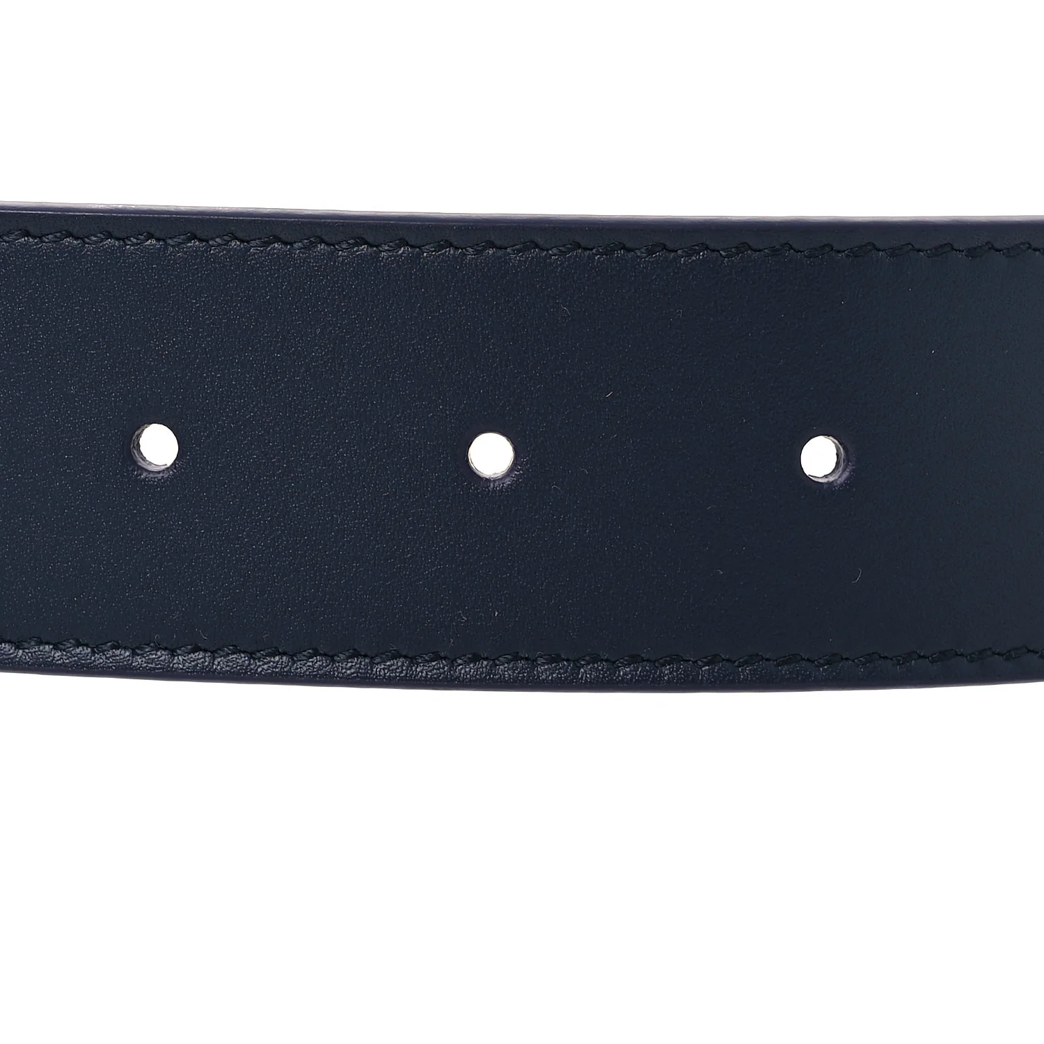 Moon Calfskin Round Plaque 35mm Belt 100 40 Navy