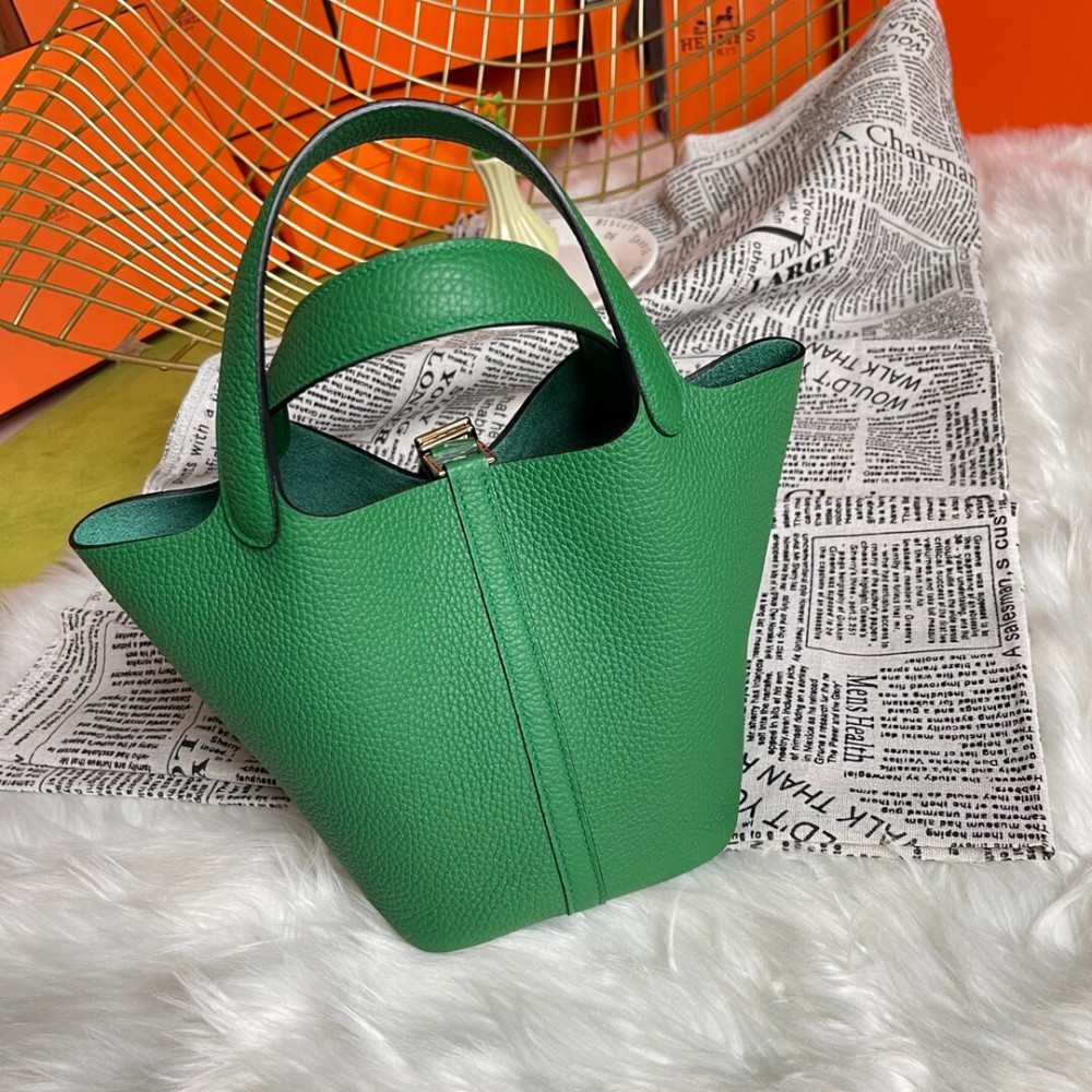 Hermes Picotin Lock Bag In Taurillon Clemence Bambou 22Cm