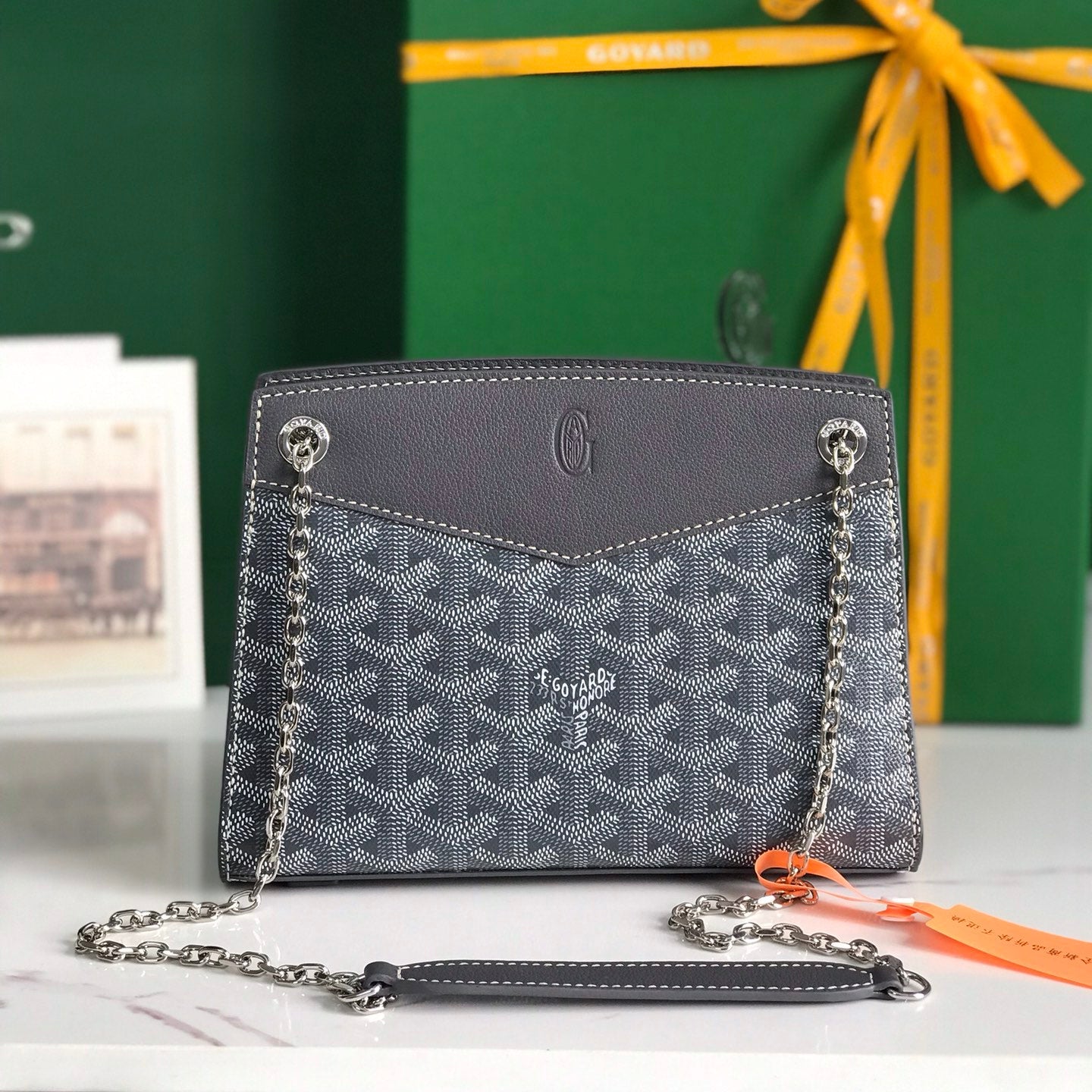 Goyard Rouette Structuré Mini Bag 21cm Grey Black Goyardine Canvas And Calfskin