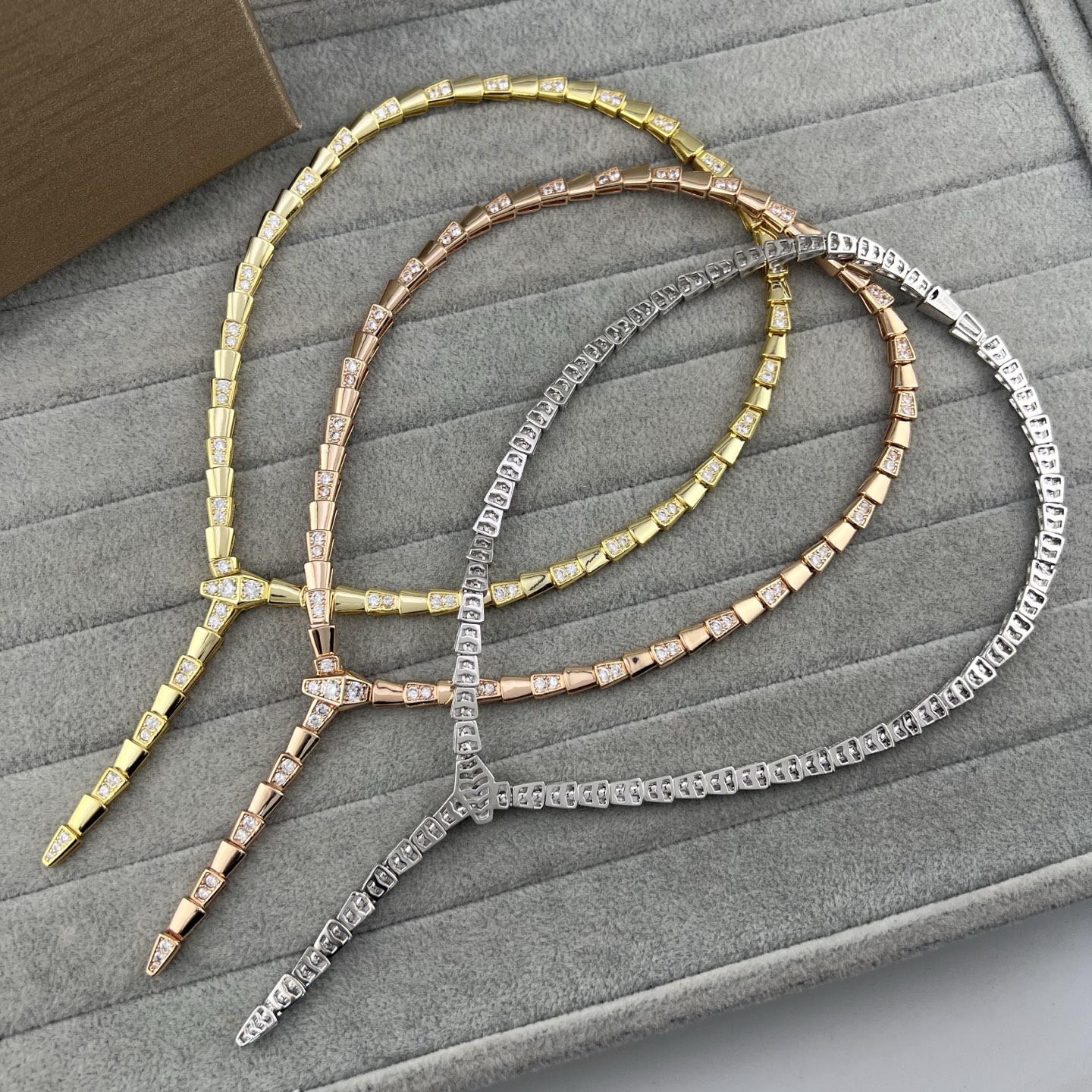 Snake bone diamond necklace