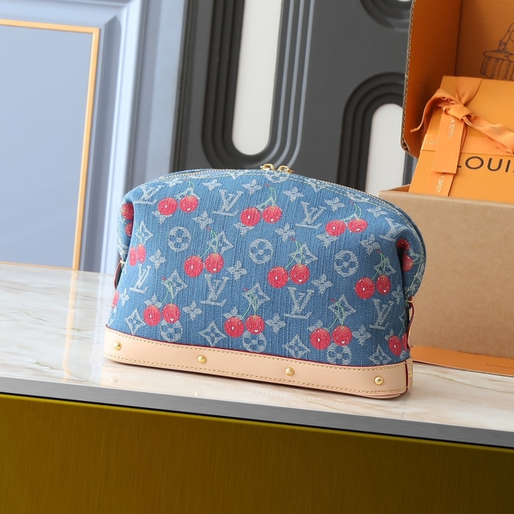 Louis Vuitton X Takashi Murakami Cosmetic Pouch Gm Denim Blue 27Cm M13893