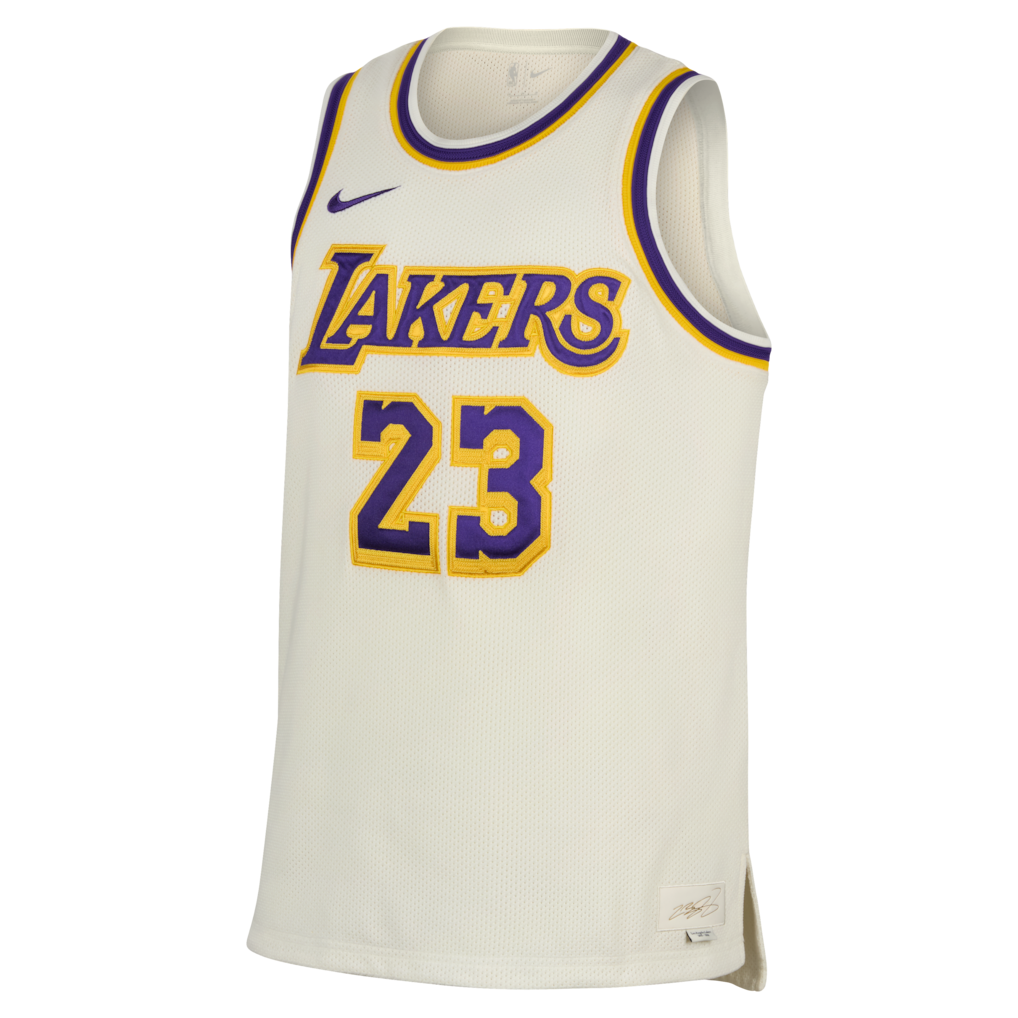 Men's Los Angeles Lakers LeBron James Nike White Forever King Association Authentic Jersey