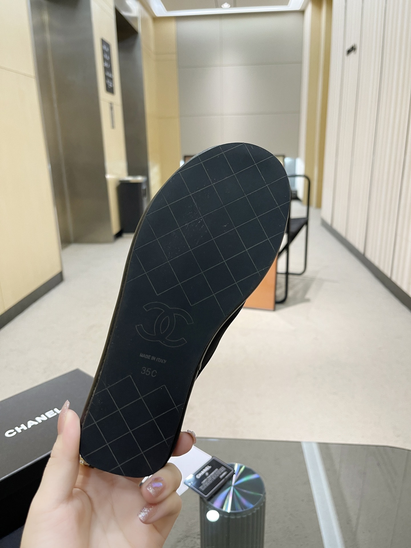 Chanel Cc Logo Criss Cross Slides Black