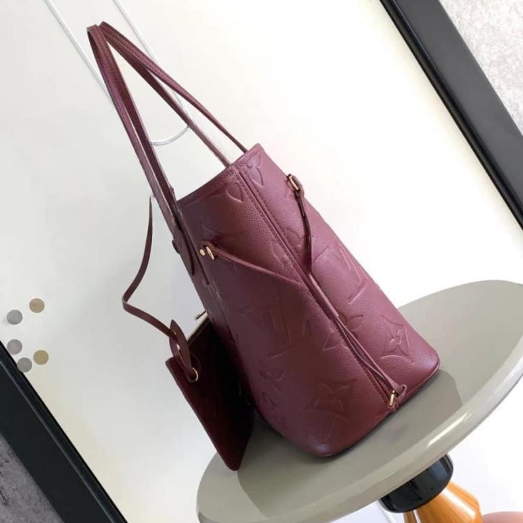Louis Vuitton Neverfull MM Monogram Empreinte Wine Red 31Cm M25855