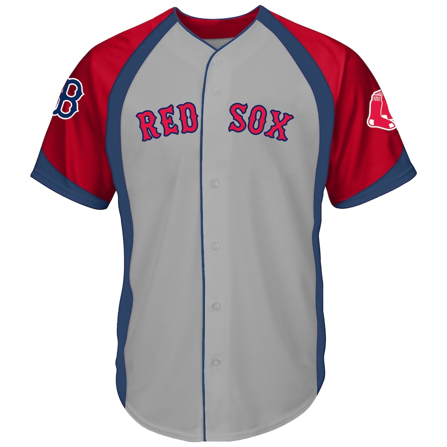 Boston Red Sox Big&Tall Colorblock Full-Button Jersey Gray/Navy