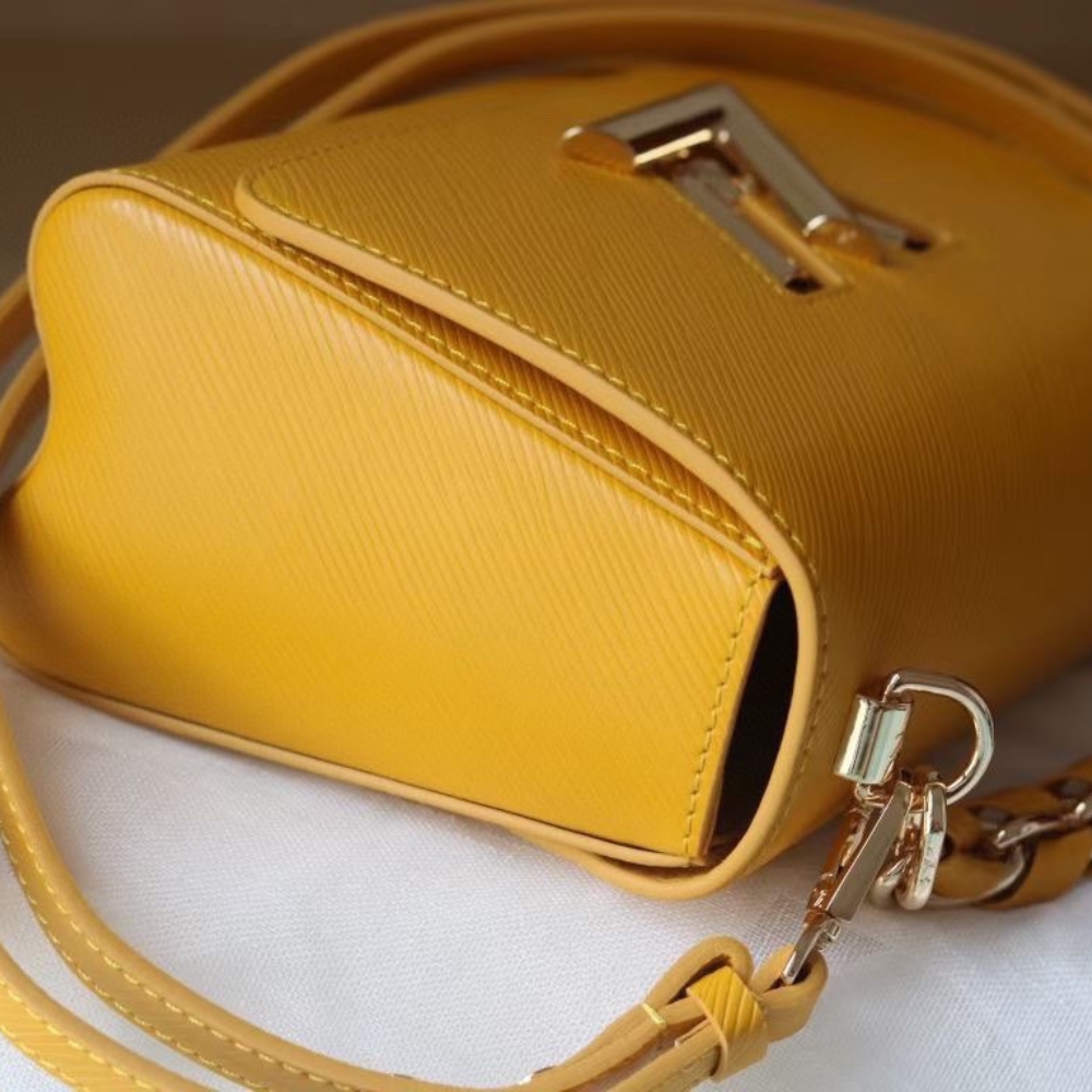 Louis Vuitton Twist Mm Cowhide Leather Handbag Sunflower Yellow 23Cm