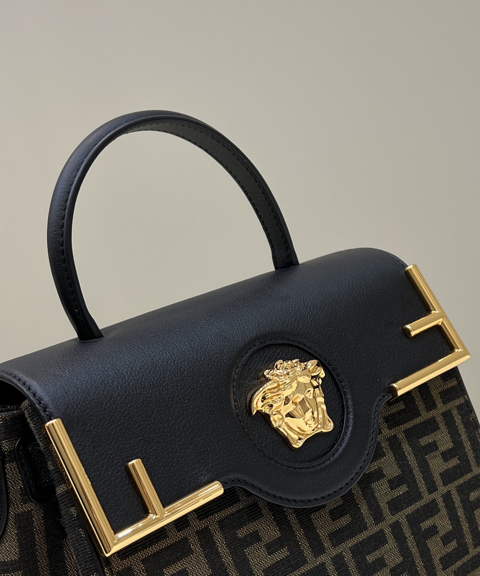Fendi x Versace Fendace La Medusa Top Handle Bag Zucca Canvas 25cm