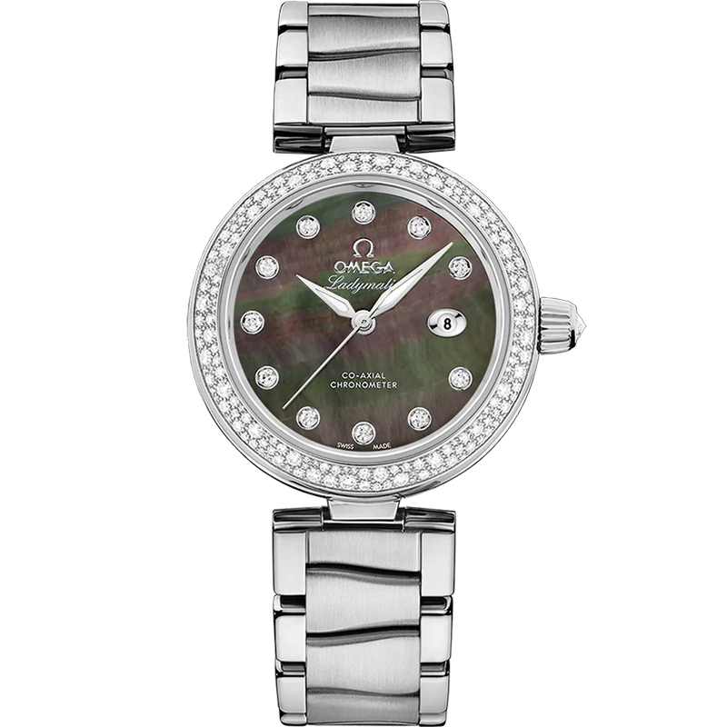Omega De Ville Ladymatic 34mm Black Dial with Diamonds Stainless Steel Bracelet 425.35.34.20.57.004