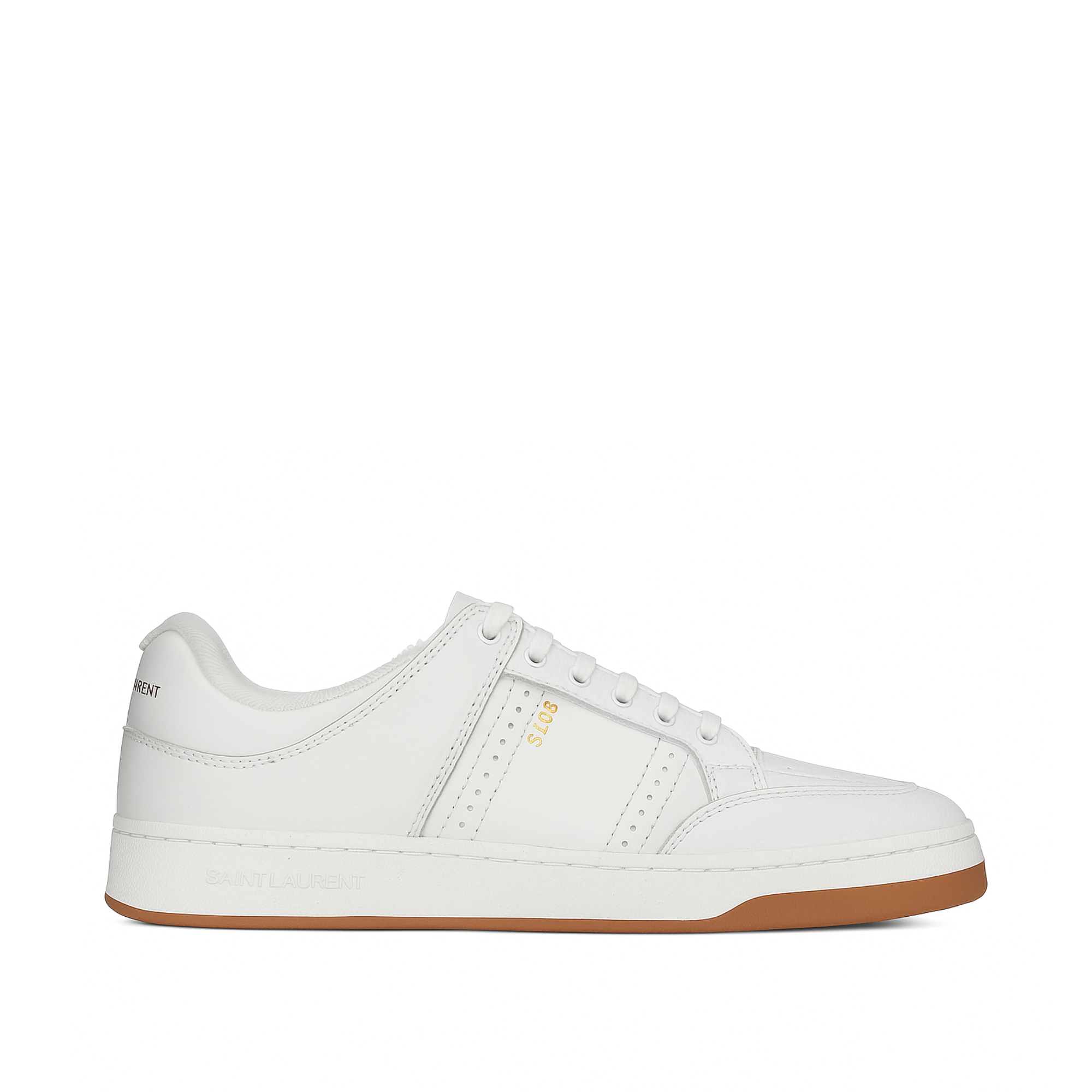 Saint Laurent Perforated Leather Sneakers White
