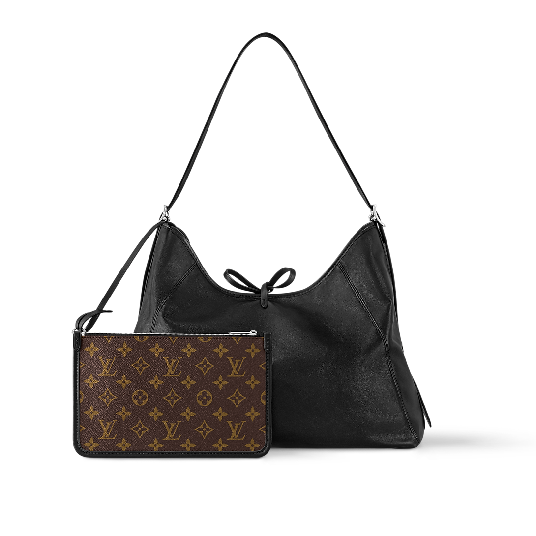 Louis Vuitton CarryAll Vibe MM Medium Black Leather Shoulder Bag 39cm/15.4in M25143