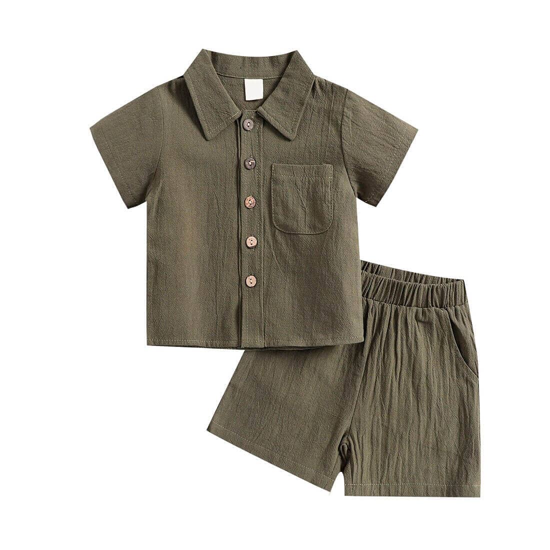 Solid Linen Shirt Toddler Set