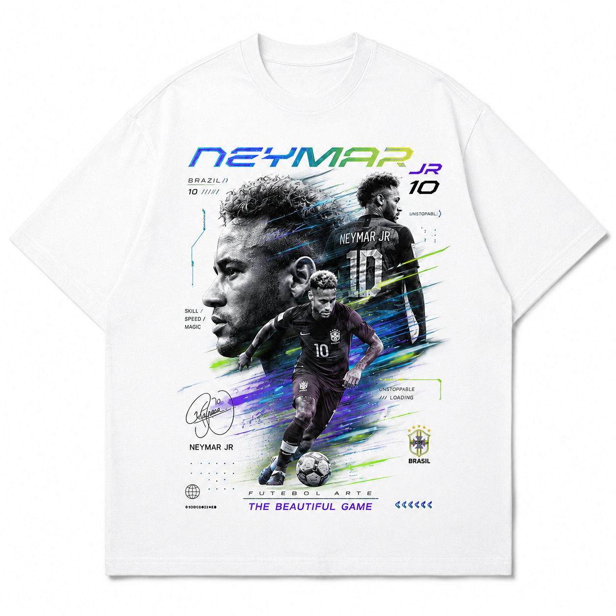 Neymar World Cup Printed T-Shirt  Unisex Loose Fit T-Shirt 100% Cotton Soft Comfortable Summer Casual Printed Top