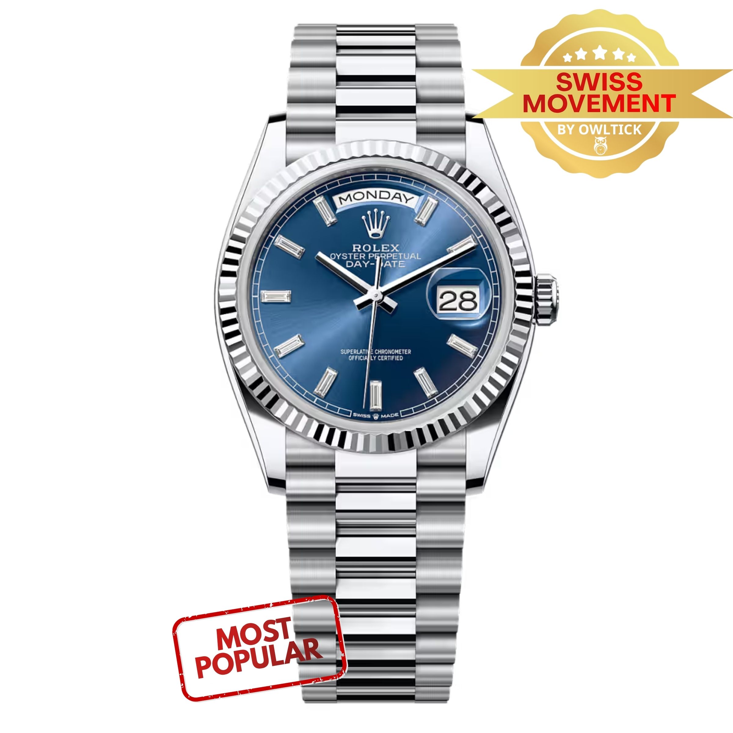 [Superclone] Rolex Day-Date 36mm Bright Blue Dial President 128236