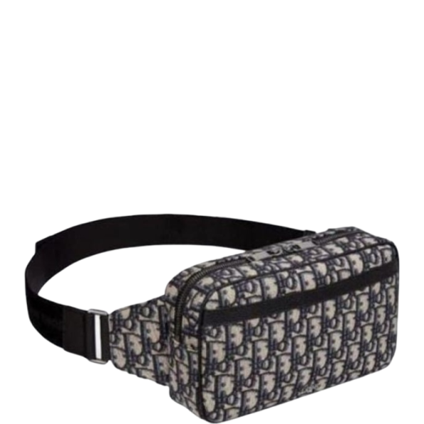 DIOR OBLIQUE JACQUARD BLACK AND BEIGE BELT BAG 24CM HIGH QUALITY
