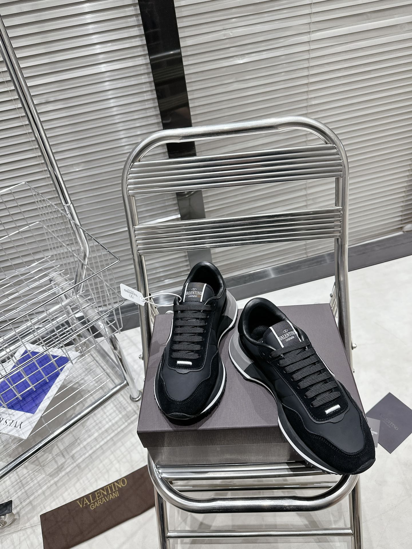 Valentino Lace And Mesh Lacerunner Trainer Black