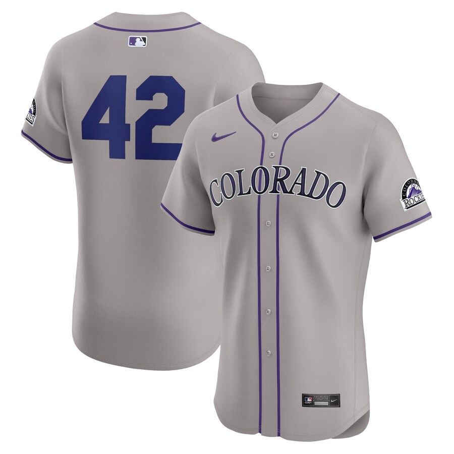 Colorado Rockies Road 2024 Jackie Robinson Day Elite Jersey Gray