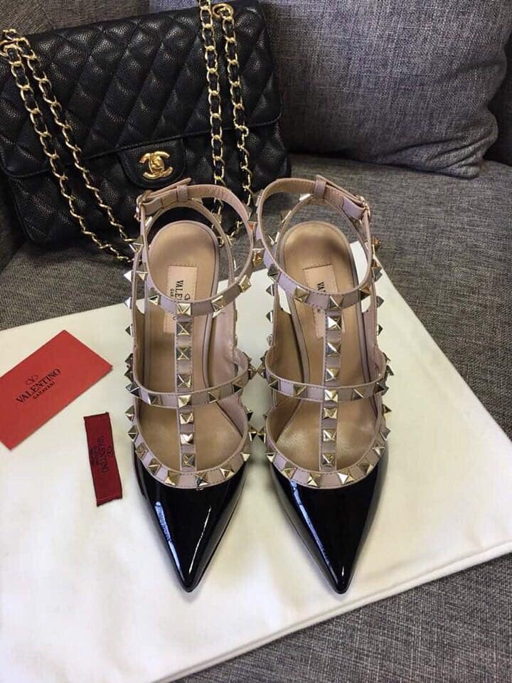 Valentino Patent Rockstud Caged Pump 100Mm Black Zw2S0393Vnwn91