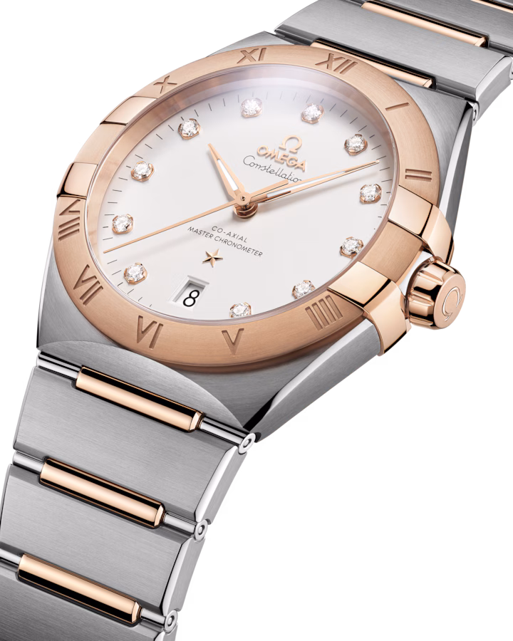 Omega Constellation 39mm Silver Dial with Diamonds Stainless Steel and Sedna™ 18k Rose Gold Bracelet 131.20.39.20.52.001