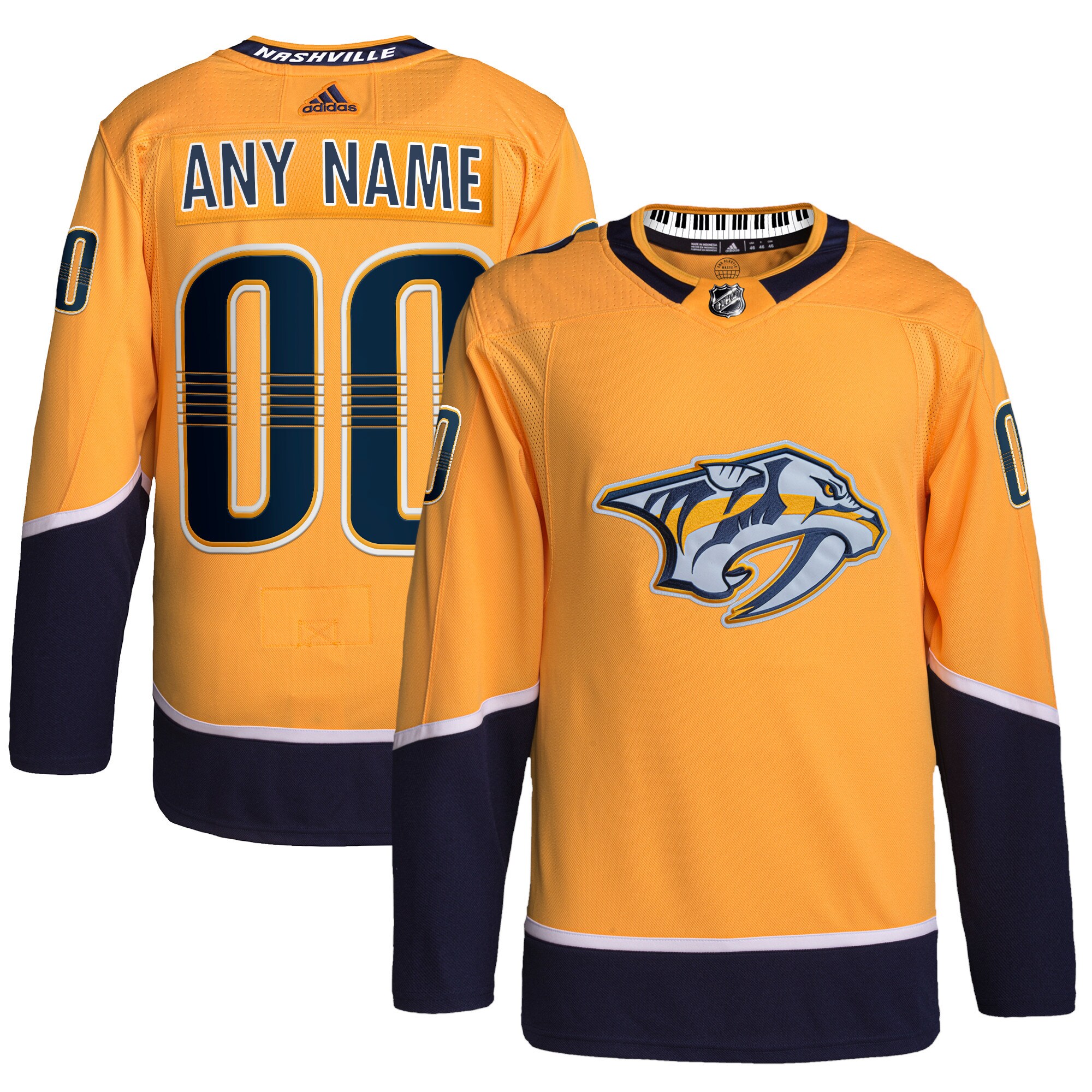 Nashville Predators adidas  Home  Primegreen Authentic Custom Jersey – Gold