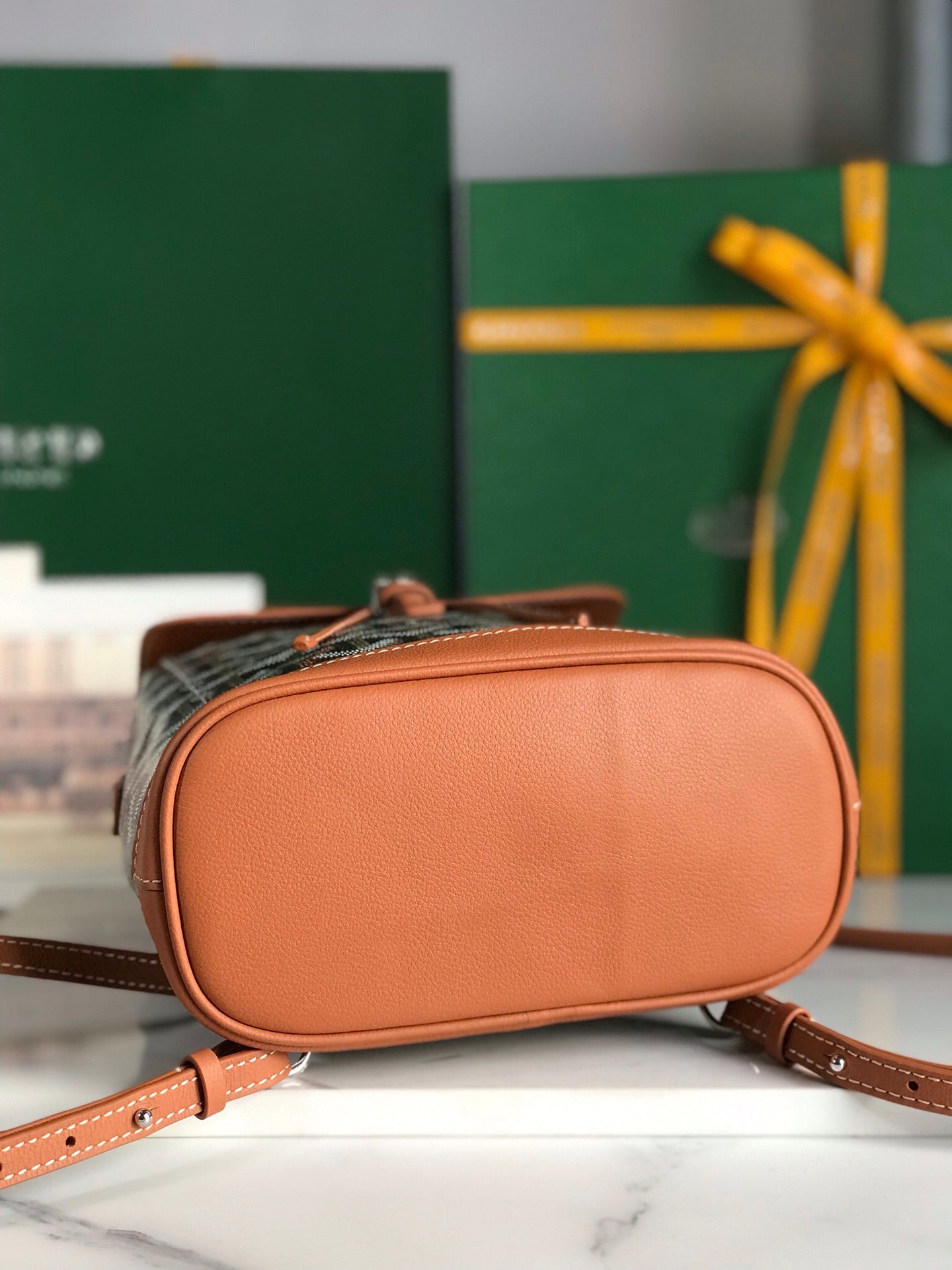 Goyard Alpin Mini Backpack 21 Cm Tan Lambskin And Black Goyardine Canvas