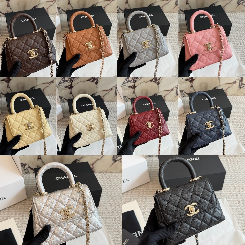Chanel Mini Flap Bag With Top Handle Shiny And Gold Tone Metal Black 15Cm AS2215 B05061 94305