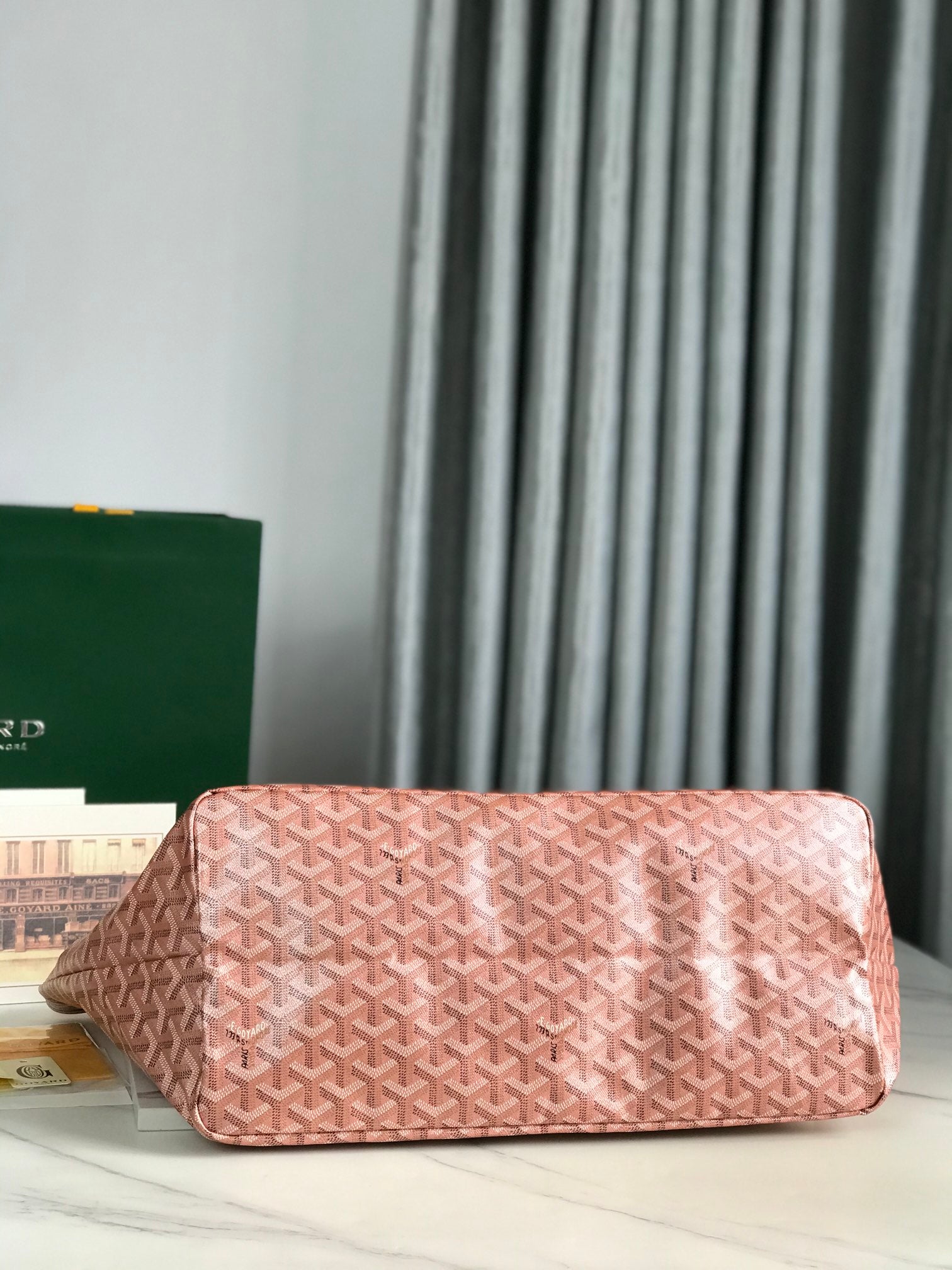 Goyard Saint Louis Gm Bag 40Cm Pink Canvas Chevroches Calfskin