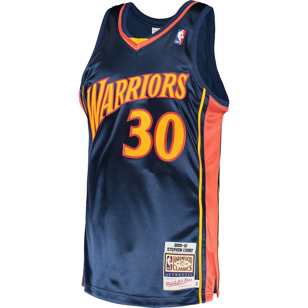 Men's Golden State Warriors Stephen Curry Mitchell & Ness Navy 2009/10 Hardwood Classics Authentic Jersey
