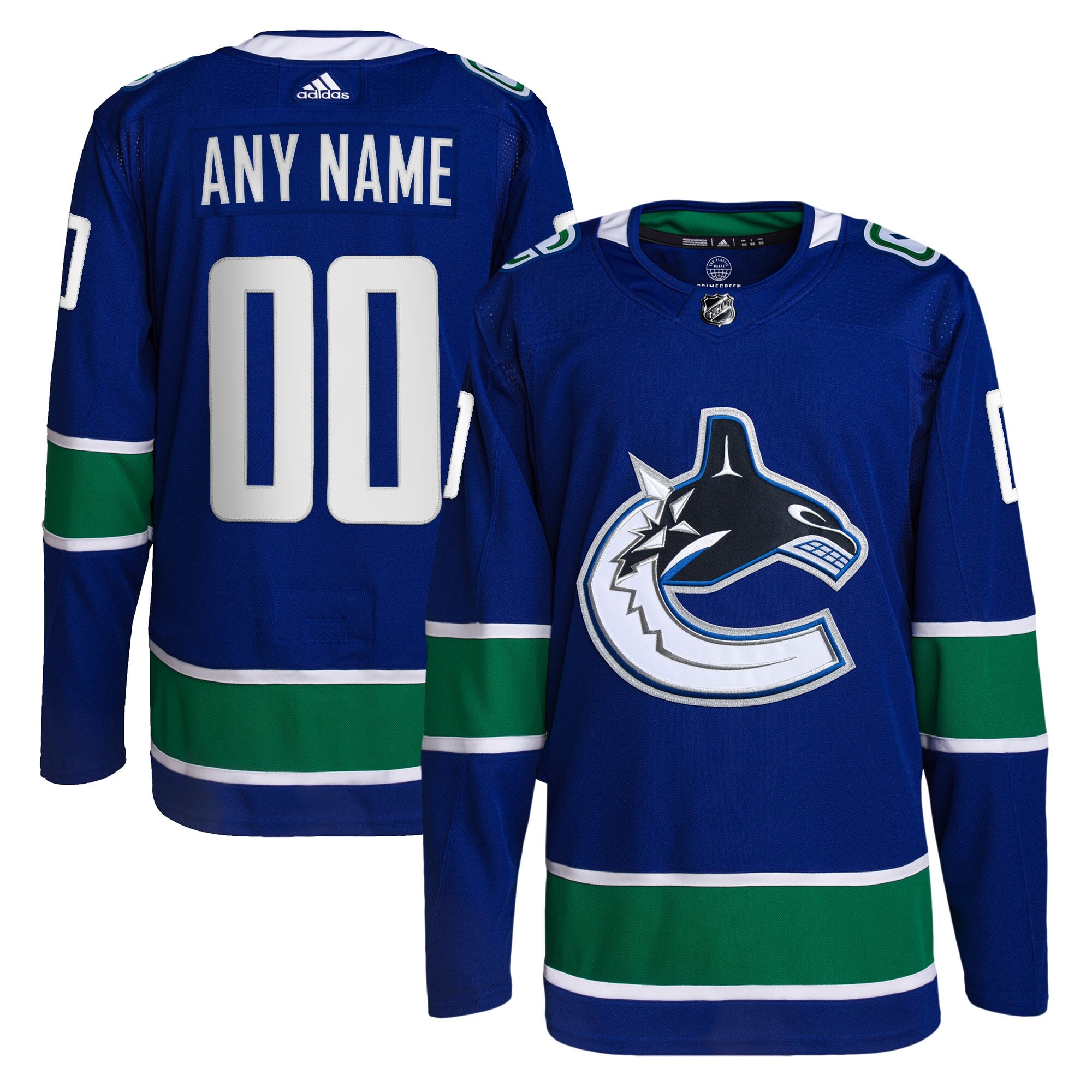 Vancouver Canucks adidas  Home  Primegreen Authentic Custom Jersey – Royal