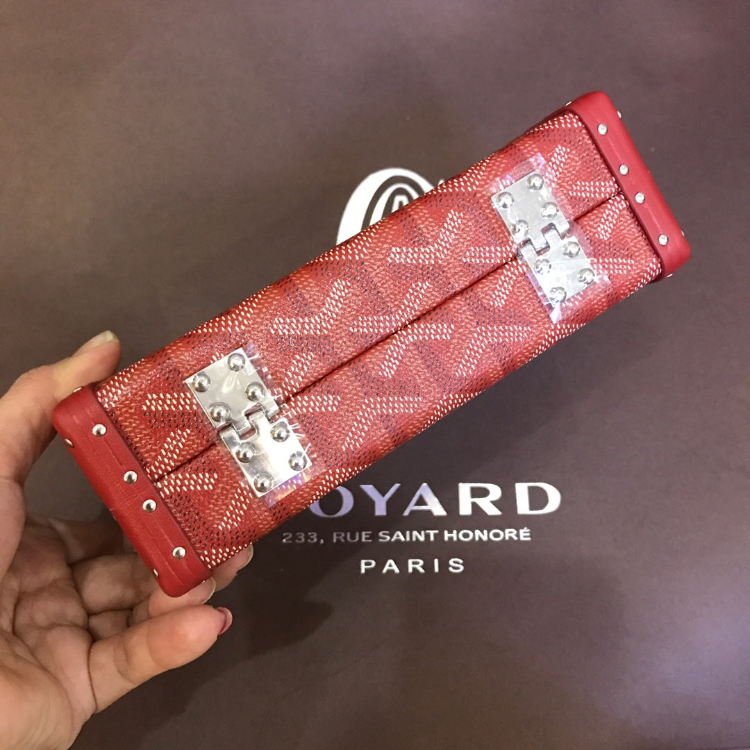Goyard Minaudiere Trunk Bag 17Cm Red Canvas