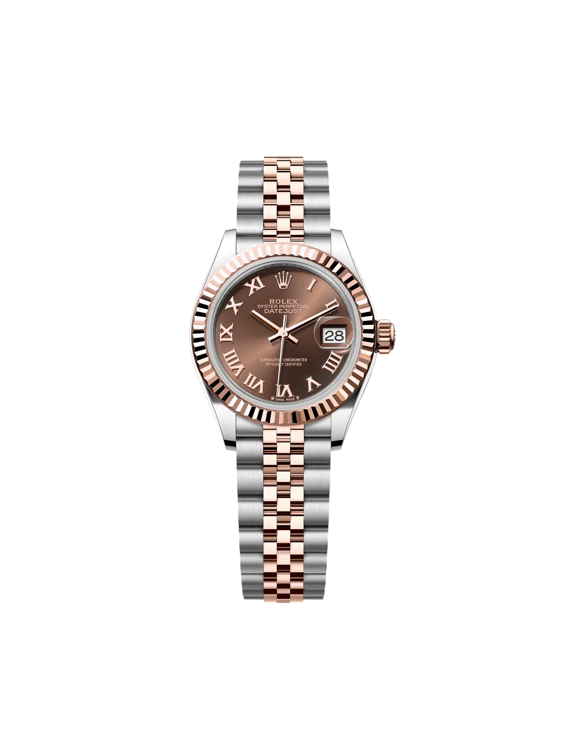 【Super Clone】RLX Lady-Datejust 28mm 279171 Chocolate Roman Oyster Stainless Steel and Rose Gold