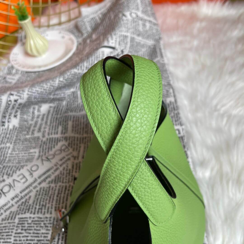 Hermes Picotin Lock Bag In Taurillon Clemence Vert Criquet 22Cm