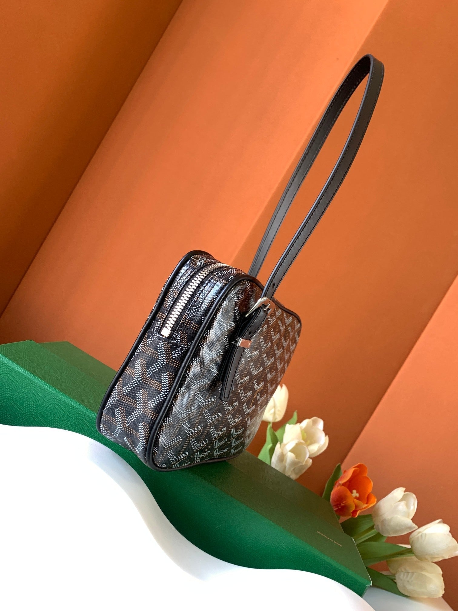 Goyard Yona Bag Coated MM 21Cm Black Canvas