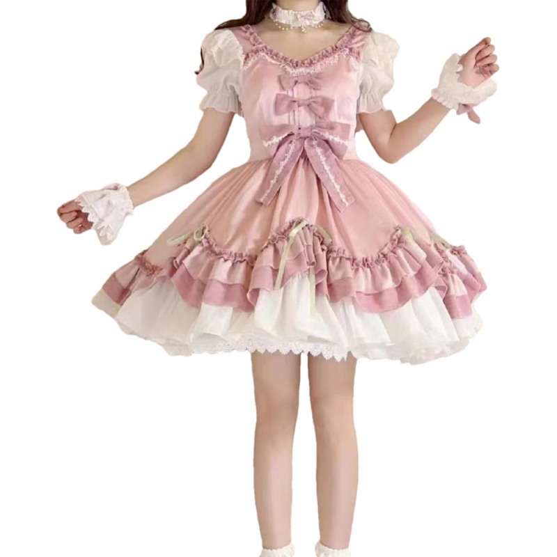 Summer Ruffles Hem Cute Lolita Kawaii Dress for Teens Sweet