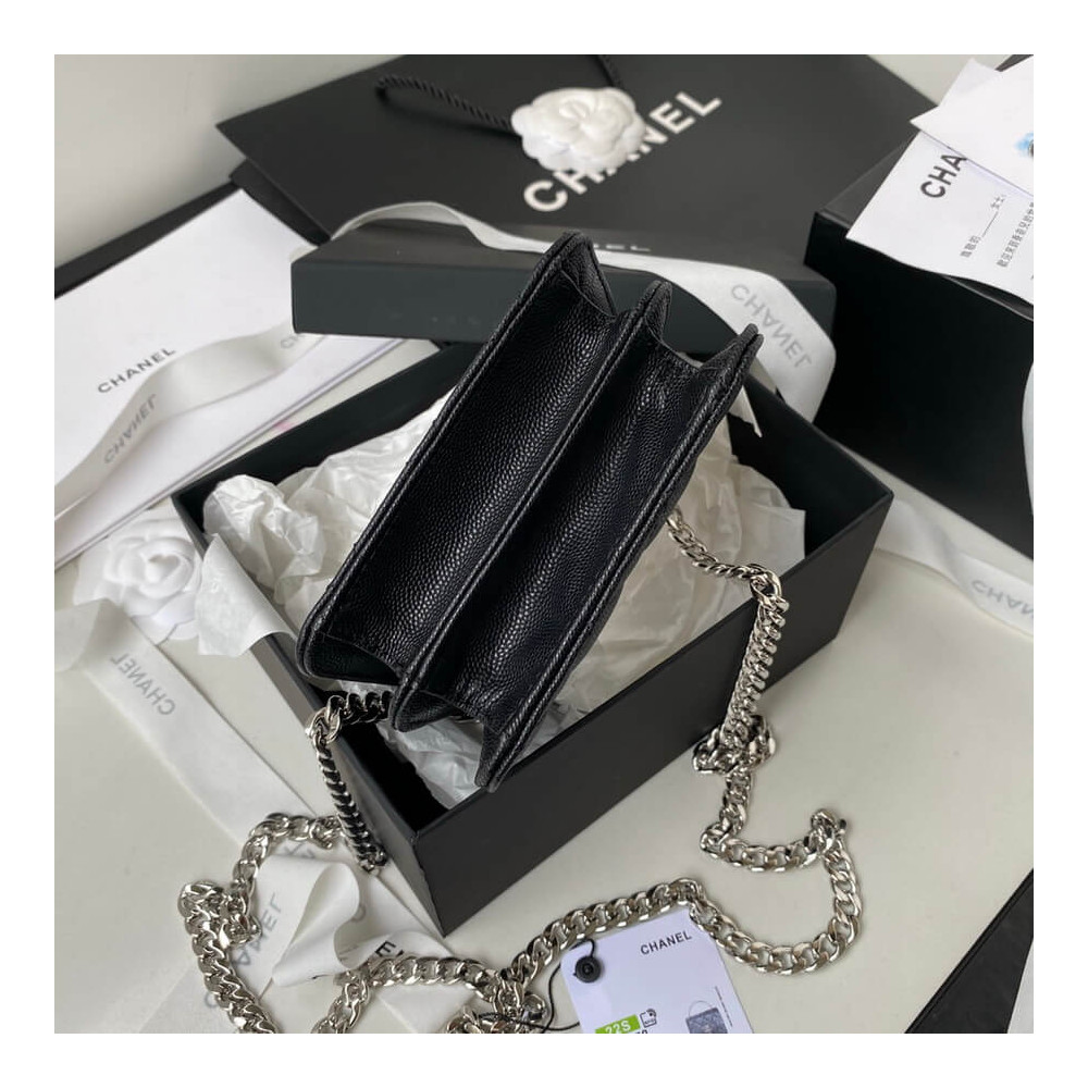 Chanel Enamel Handle Clutch with Chain in Grained Calfskin