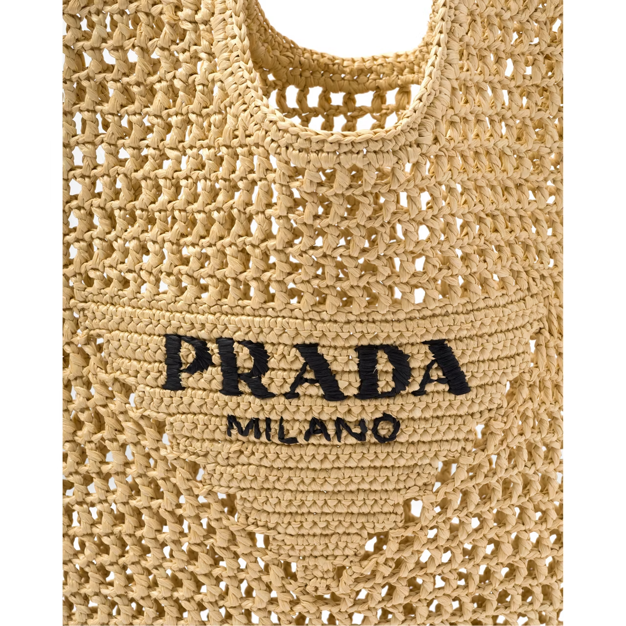 Prada Raffia Tote Bag Beige Straw Beach Bag 51 cm
