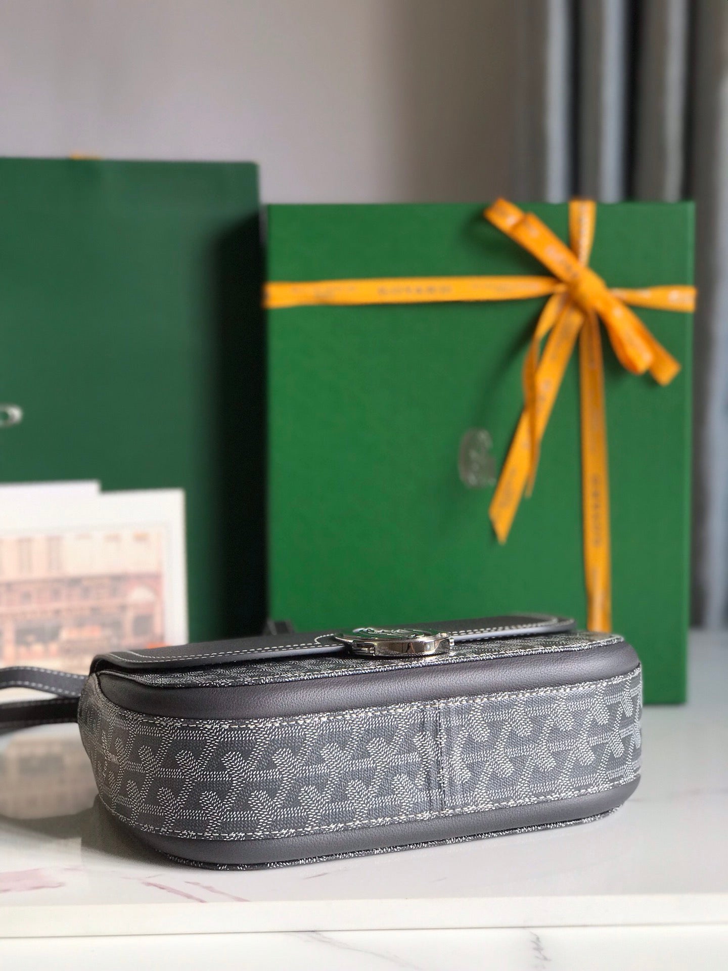 Goyard 233 Bag 25 Cm Gray Calfskin And Goyardine Canvas 25cm